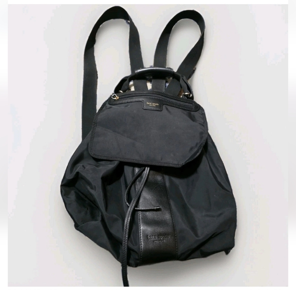 KATE SPADE ♠️ Large Nylon Backpack Sling Bag Black Designer Y2K 2000s Minimalist